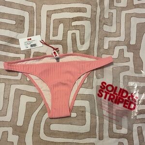 Solid & Striped Rachel bikini Bottom Solid Rib Pink Taffy Size Large NEW